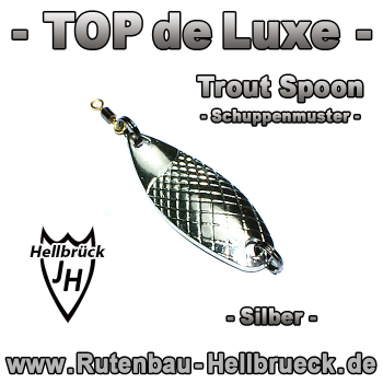 TOP de Luxe - Trout Spoon - Schuppenmuster - Silber - incl. Haken - Nadelscharf !!!